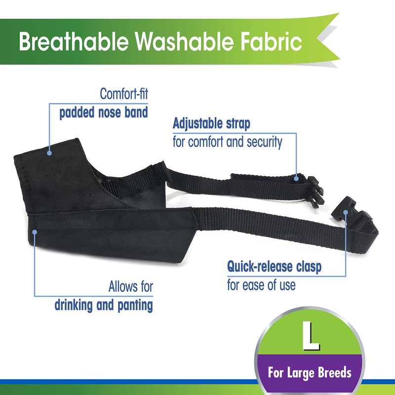 Four Paws Walk-About Quick-Fit Adjustable Dog Muzzle for Large Dogs, Washable & Breathable, Black, 1 Count - Image 2