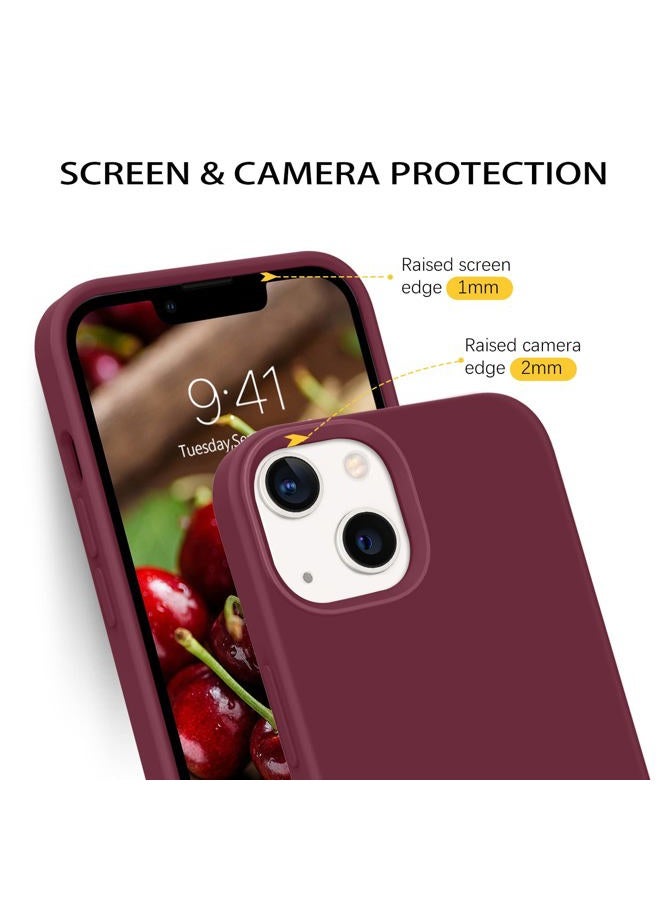 Guagua Compatible with iPhone 13 Case 6.1 Inch Liquid Silicone Soft Gel Rubber Slim Thin Microfiber Lining Cushion Texture Cover Shockproof Protective Phone Case for iPhone 13, Plum Red - Image 5