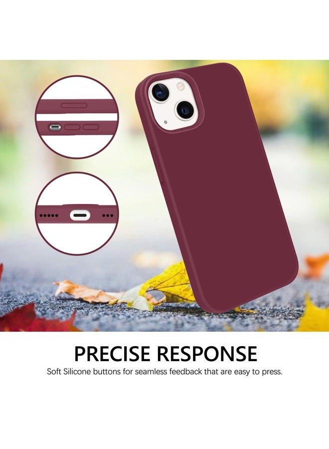 Guagua Compatible with iPhone 13 Case 6.1 Inch Liquid Silicone Soft Gel Rubber Slim Thin Microfiber Lining Cushion Texture Cover Shockproof Protective Phone Case for iPhone 13, Plum Red - Image 4