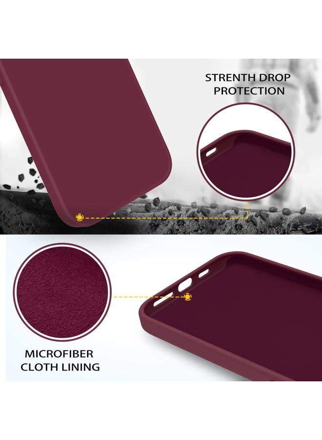 Guagua Compatible with iPhone 13 Case 6.1 Inch Liquid Silicone Soft Gel Rubber Slim Thin Microfiber Lining Cushion Texture Cover Shockproof Protective Phone Case for iPhone 13, Plum Red - Image 3