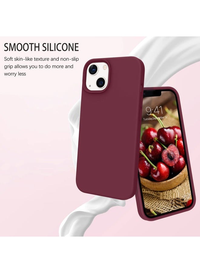 Guagua Compatible with iPhone 13 Case 6.1 Inch Liquid Silicone Soft Gel Rubber Slim Thin Microfiber Lining Cushion Texture Cover Shockproof Protective Phone Case for iPhone 13, Plum Red - Image 2