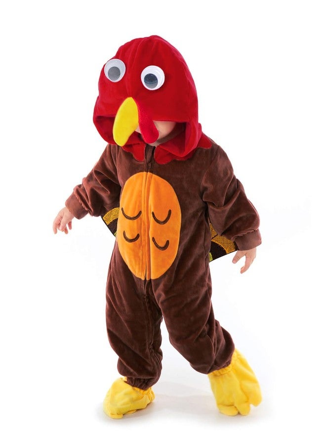 Okbebe Toddler Turkey Dress Up Baby Boy Girl Thanksgiving Cartoon Turkey Hooded Outfit (Brown 6-12 Months) - Image 3