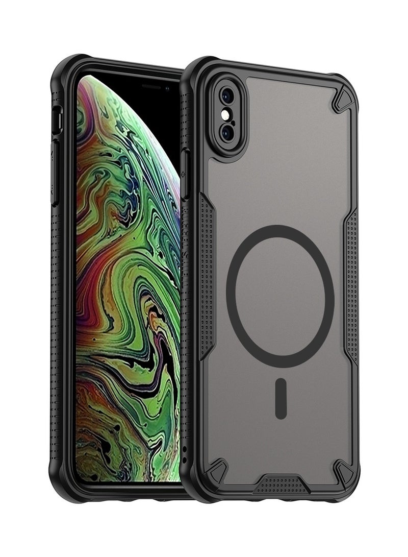 Cover For iPhone XS Max  Armor Glaze MagSafe Magnetic Phone Case Raised edges around the screen and camera lens help prevent scratches - Black - Image 1