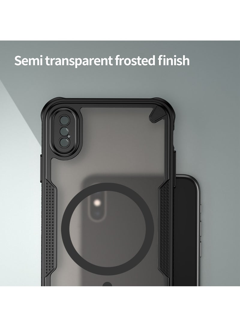 Cover For iPhone XS Max  Armor Glaze MagSafe Magnetic Phone Case Raised edges around the screen and camera lens help prevent scratches - Black - Image 4
