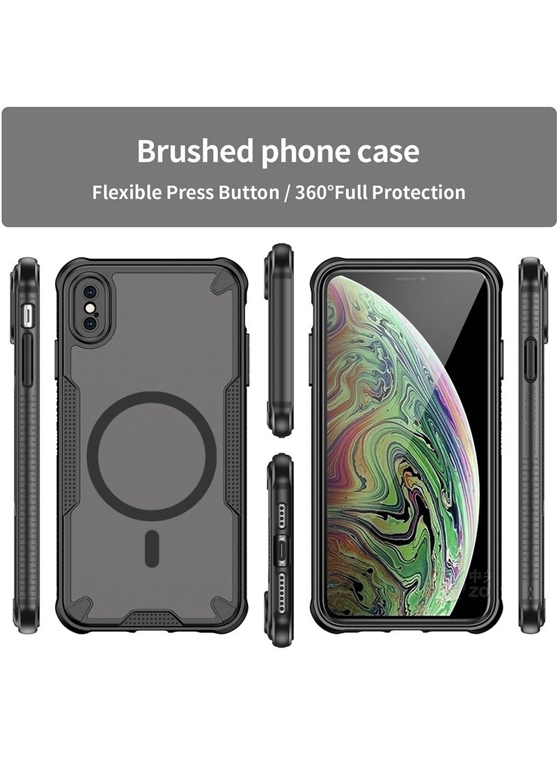 Cover For iPhone XS Max  Armor Glaze MagSafe Magnetic Phone Case Raised edges around the screen and camera lens help prevent scratches - Black - Image 5