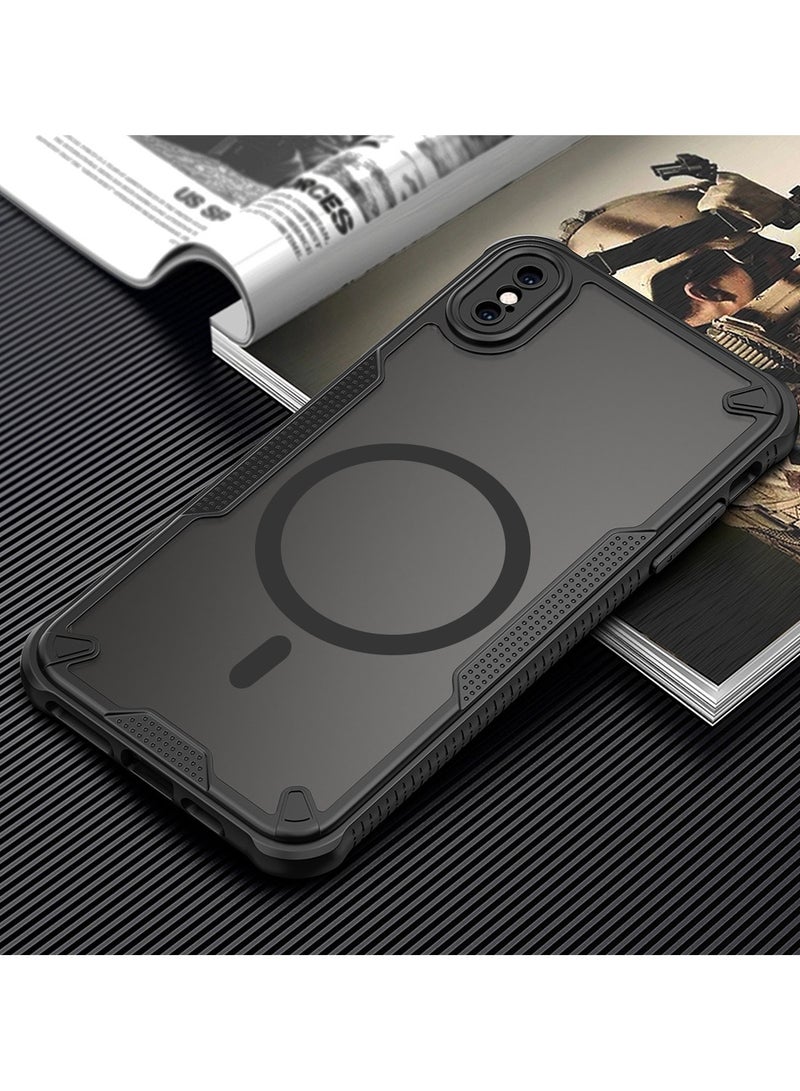 Cover For iPhone XS Max  Armor Glaze MagSafe Magnetic Phone Case Raised edges around the screen and camera lens help prevent scratches - Black - Image 2