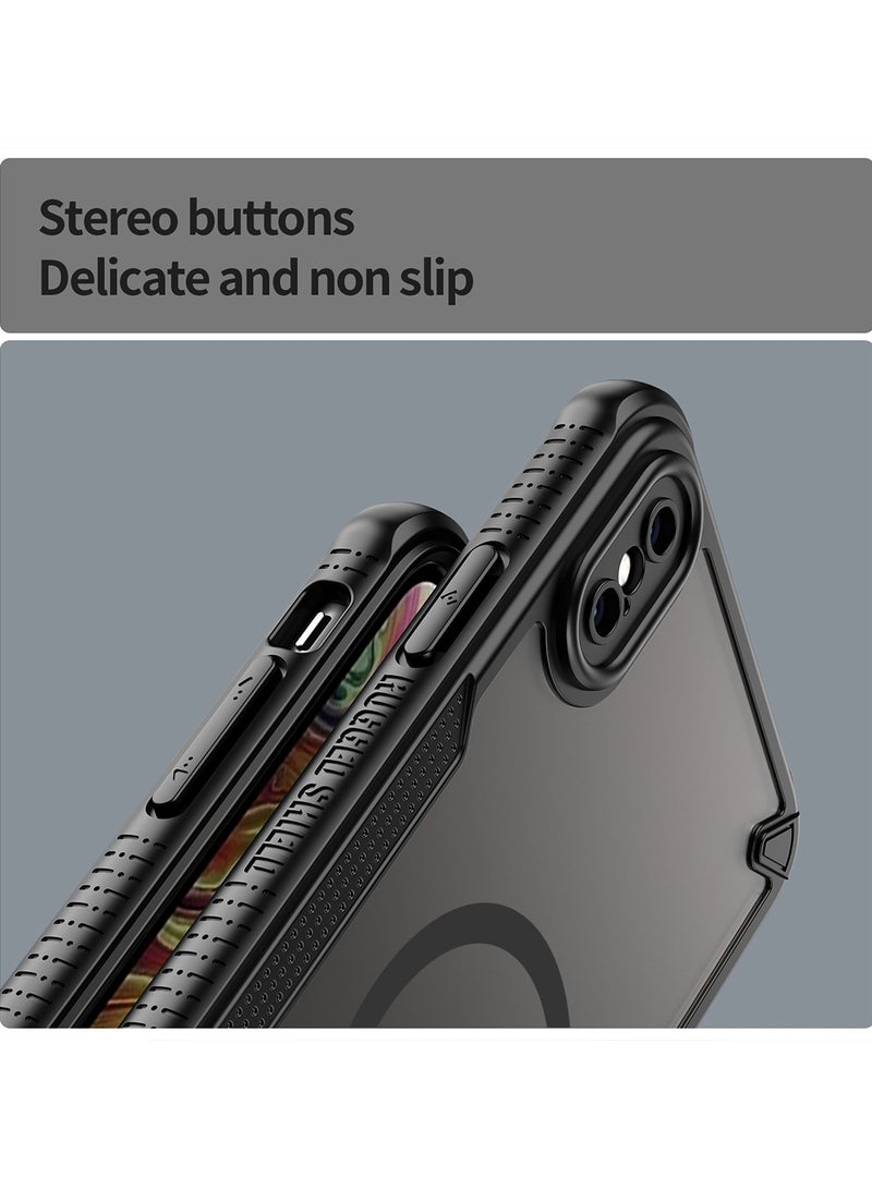 Cover For iPhone XS Max  Armor Glaze MagSafe Magnetic Phone Case Raised edges around the screen and camera lens help prevent scratches - Black - Image 3