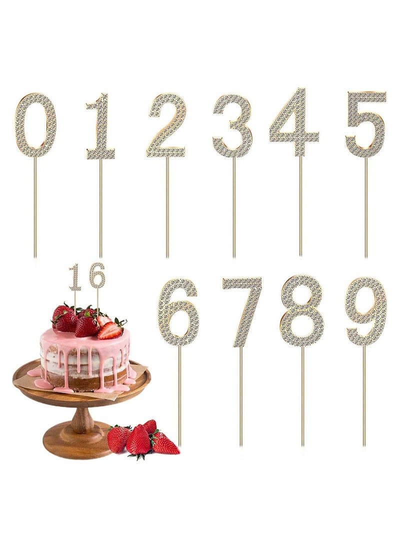 SYOSI Number 0-9 Birthday Cake Toppers Bling Rhinestone Happy Birthday Cake Decorations Metal Alloy Large Number Cupcake Toppers Glitter Cake Topper Numbers for Party Wedding Anniversary, Set of 10  - Image 4