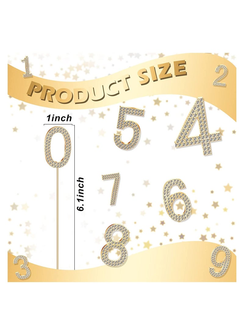SYOSI Number 0-9 Birthday Cake Toppers Bling Rhinestone Happy Birthday Cake Decorations Metal Alloy Large Number Cupcake Toppers Glitter Cake Topper Numbers for Party Wedding Anniversary, Set of 10  - Image 5
