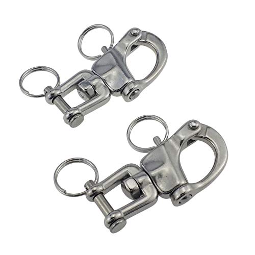 keehui Pair of 2-3/4inch Jaw Swivel Snap Shackle 316 Stainless Steel for Sailboat Spinnaker Halyard - Image 1
