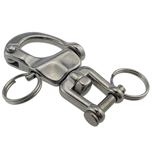 keehui Pair of 2-3/4inch Jaw Swivel Snap Shackle 316 Stainless Steel for Sailboat Spinnaker Halyard - Image 5