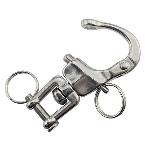 keehui Pair of 2-3/4inch Jaw Swivel Snap Shackle 316 Stainless Steel for Sailboat Spinnaker Halyard - Image 4
