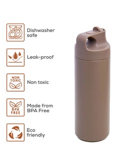 HYDROBREW Double Wall Insulated Sports Water Bottle 550Ml - Khaki  - Image 3