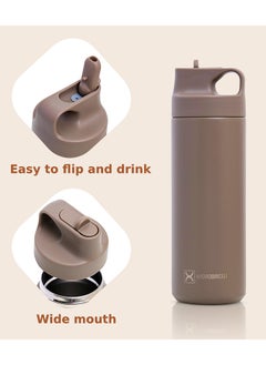 HYDROBREW Double Wall Insulated Sports Water Bottle 550Ml - Khaki  - Image 5