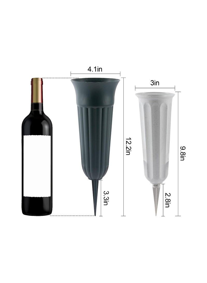 KASTWAVE Plastic Cemetery Cone Vases with Spikes Memorial Flower Vase Flower Holder for Cemetery Memorial Cemetery Decorations 8 Pack (Gray and Green) - Image 3