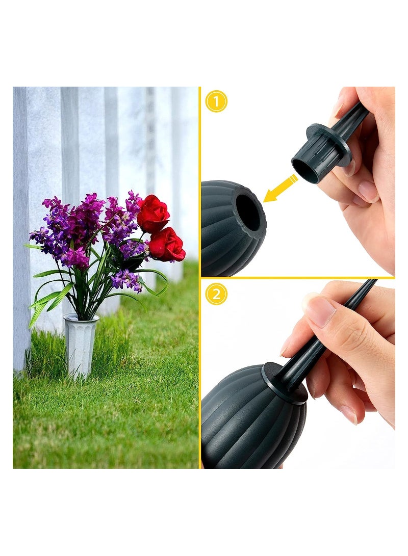 KASTWAVE Plastic Cemetery Cone Vases with Spikes Memorial Flower Vase Flower Holder for Cemetery Memorial Cemetery Decorations 8 Pack (Gray and Green) - Image 2