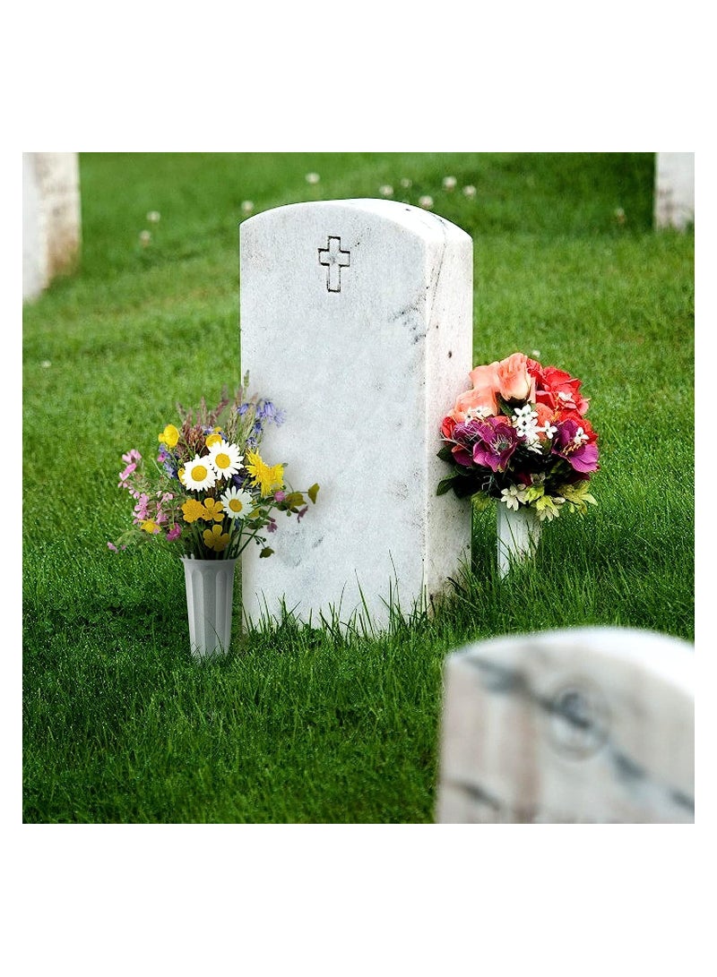 KASTWAVE Plastic Cemetery Cone Vases with Spikes Memorial Flower Vase Flower Holder for Cemetery Memorial Cemetery Decorations 8 Pack (Gray and Green) - Image 4