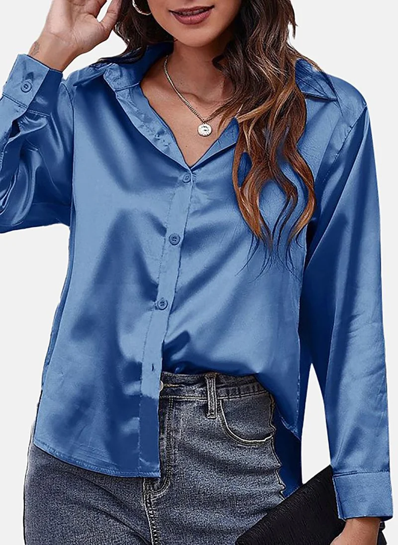 YUNIQEE Blue Solid Slim Fit Shirt