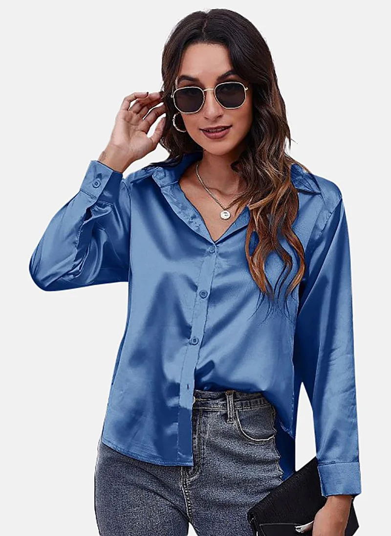 YUNIQEE Blue Solid Slim Fit Shirt