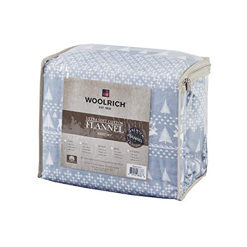 Woolrich John Rich & Bros. Woolrich Cotton Sheet Set Cottage Charms Print, 100% Cotton Flannel Sheets Warm & Fuzzy Bedding Set Queen Size Sheets, Fitted Pocket Fits Up to 14" Mattress, Queen Blue Winter Frost, 4 Piece - Image 5