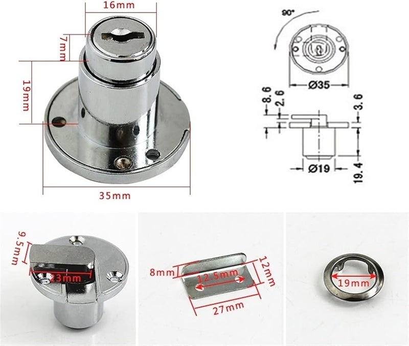Wooden Circular Drawer Lock Keyed Cabinet Push Lock Furniture Hardware 1 Piece - Image 4