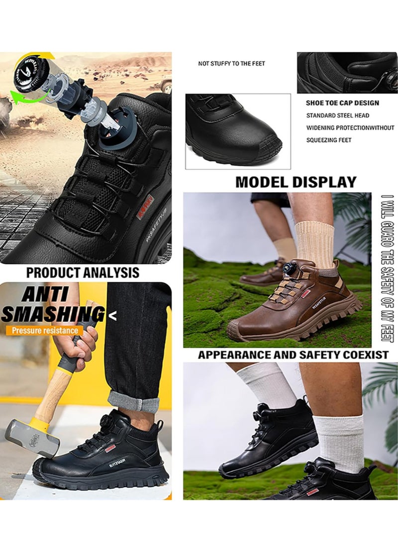 Verci Men's Industrial Safety Boots Waterproof Anti-Slip Insulated Anti Smashing Puncture Resistant Work Shoes Sports Style Casual Solid Low Top with Round Toe Steel Guard Fabric Lined PU Upper and Sole All Season(45 EUR)  - Image 3
