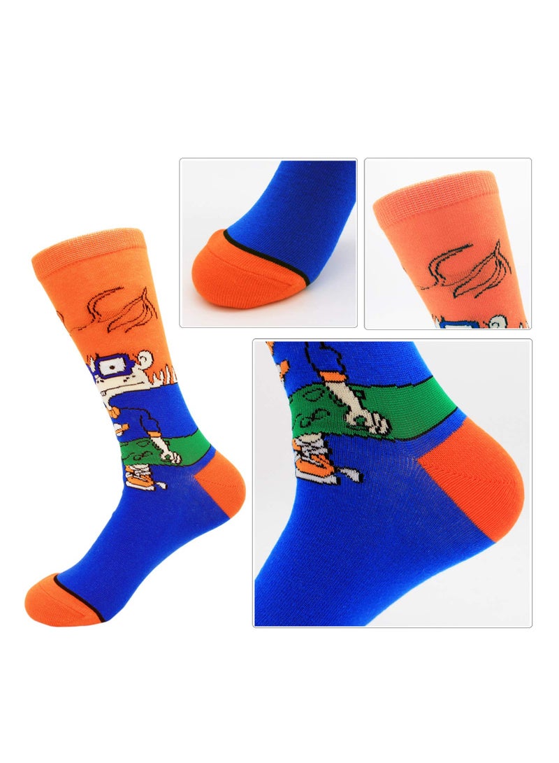 SOLARAE Colorful Cartoon Character Socks for Men and Women - 6 Pack of Fun, Crazy, and Cute Patterned Cotton Dress Crew Socks, Fits Size 8-12. Perfect for Adding a Touch of Whimsy to Your Wardrobe! - Image 2