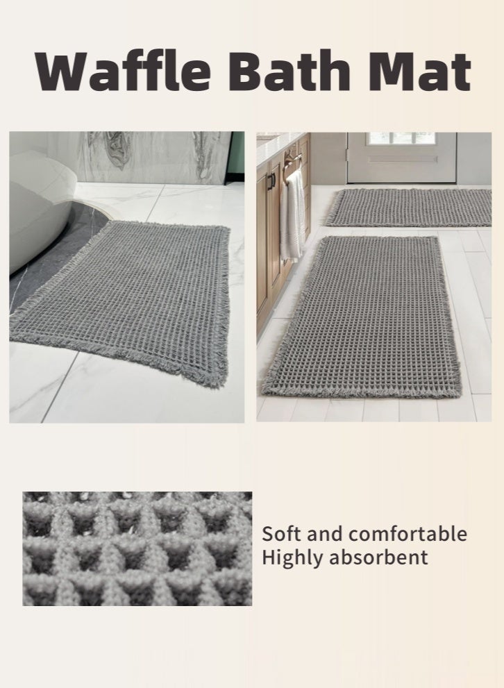 لولكس سجادة حمام وافل من لولاكس، فائقة الامتصاص وغير قابلة للانزلاق، مناسبة للحمامات والمغاسل، هيكل متعدد الطبقات، قاعدة لاصقة بالذوبان الساخن، فائقة النعومة، 16.93 × 24.02 سم، قابلة للغسل في الغسالة (رمادي) - Image 5