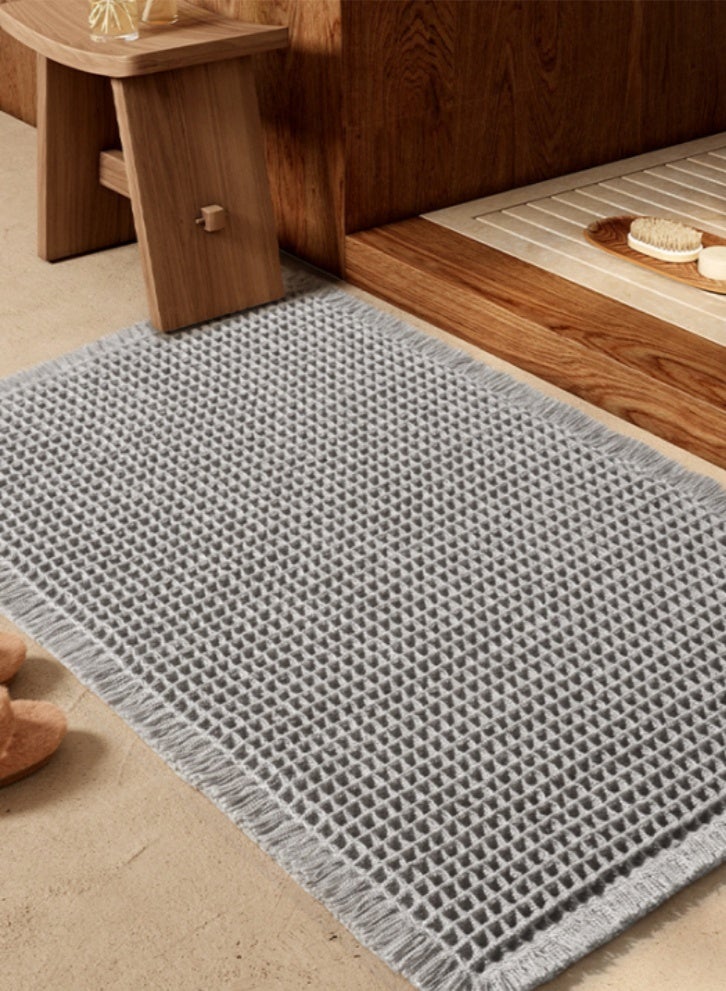 لولكس سجادة حمام وافل من لولاكس، فائقة الامتصاص وغير قابلة للانزلاق، مناسبة للحمامات والمغاسل، هيكل متعدد الطبقات، قاعدة لاصقة بالذوبان الساخن، فائقة النعومة، 16.93 × 24.02 سم، قابلة للغسل في الغسالة (رمادي) - Image 1