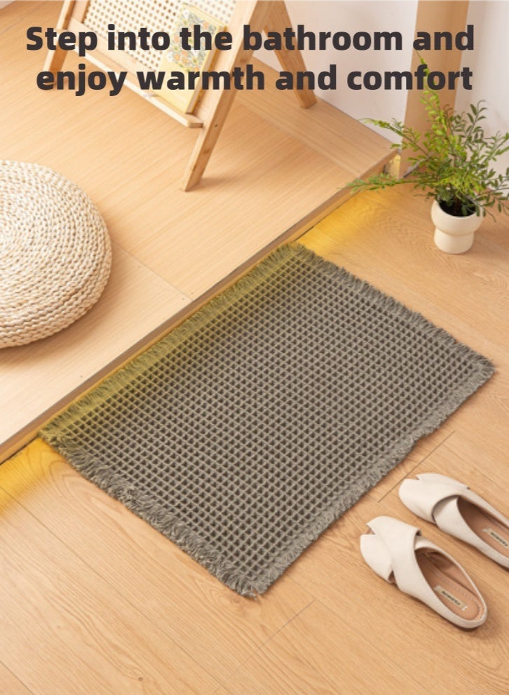 لولكس سجادة حمام وافل من لولاكس، فائقة الامتصاص وغير قابلة للانزلاق، مناسبة للحمامات والمغاسل، هيكل متعدد الطبقات، قاعدة لاصقة بالذوبان الساخن، فائقة النعومة، 16.93 × 24.02 سم، قابلة للغسل في الغسالة (رمادي) - Image 2