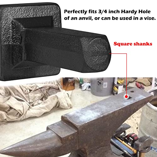Sunluway Blacksmith Anvil Hardy Cutter Tool 3/4 inch Shaft Hot Cut Tool Blacksmith Anvil Forge Tool Shank Cutter (Black) - Image 2