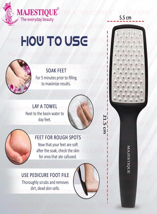 MAJESTIQUE Pedicure Foot File | Professional Callus Remover | Skin Scrubber for Dead Skin | Leg Cleaning Products | No Risk of Injury | Laser-Cut Stainless Steel Scrubber | Multi-Usage - Color May Vary - Image 2