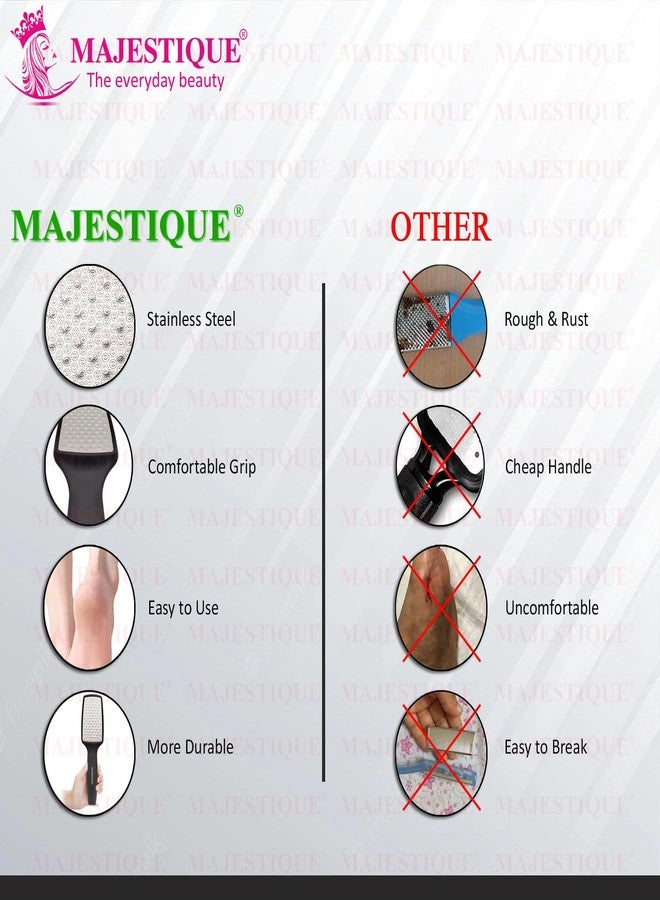 MAJESTIQUE Pedicure Foot File | Professional Callus Remover | Skin Scrubber for Dead Skin | Leg Cleaning Products | No Risk of Injury | Laser-Cut Stainless Steel Scrubber | Multi-Usage - Color May Vary - Image 5