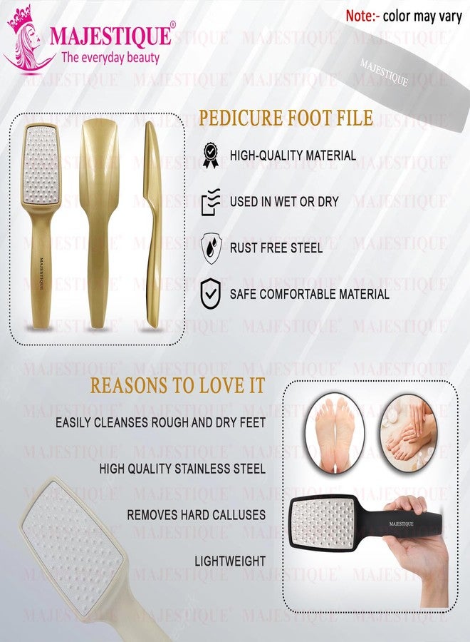 MAJESTIQUE Pedicure Foot File | Professional Callus Remover | Skin Scrubber for Dead Skin | Leg Cleaning Products | No Risk of Injury | Laser-Cut Stainless Steel Scrubber | Multi-Usage - Color May Vary - Image 3