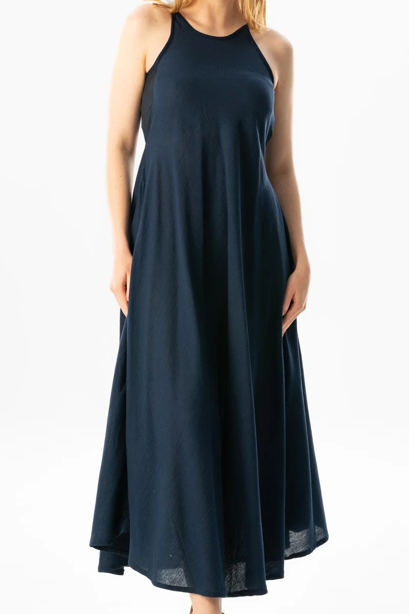Eliş Şile Bezi Navy Sleeveless Dress