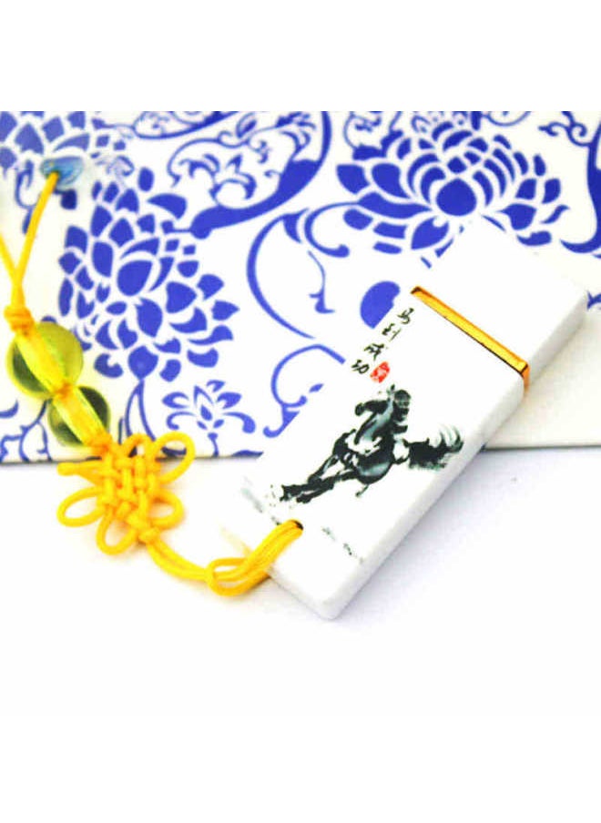 Antique Blue Porcelain Carved USB Flash Drive 32GB Creative Chinese Style Corporate Trade Show Gift Personalized Engraving-Color:Horse To Success-Capacity:High-speed 3.0/256GB  - Image 1