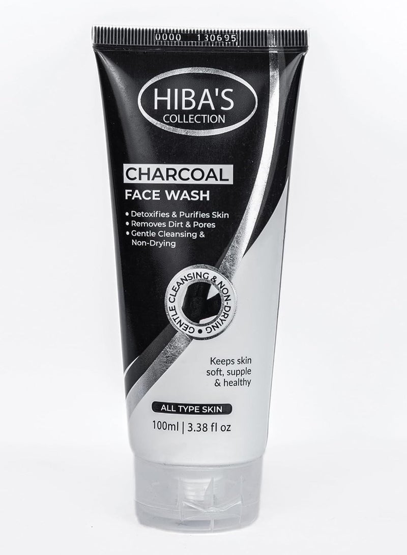 هيبا'ز كوليكشن غسول الوجه بالفحم لجميع أنواع البشرة يحافظ على البشرة ناعمة ولينة وصحية 100 مل 3.38 أونصة سائلة - Image 1