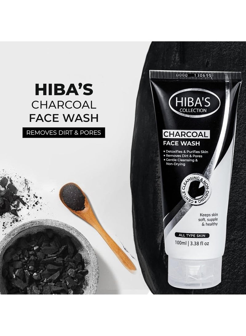 هيبا'ز كوليكشن غسول الوجه بالفحم لجميع أنواع البشرة يحافظ على البشرة ناعمة ولينة وصحية 100 مل 3.38 أونصة سائلة - Image 3