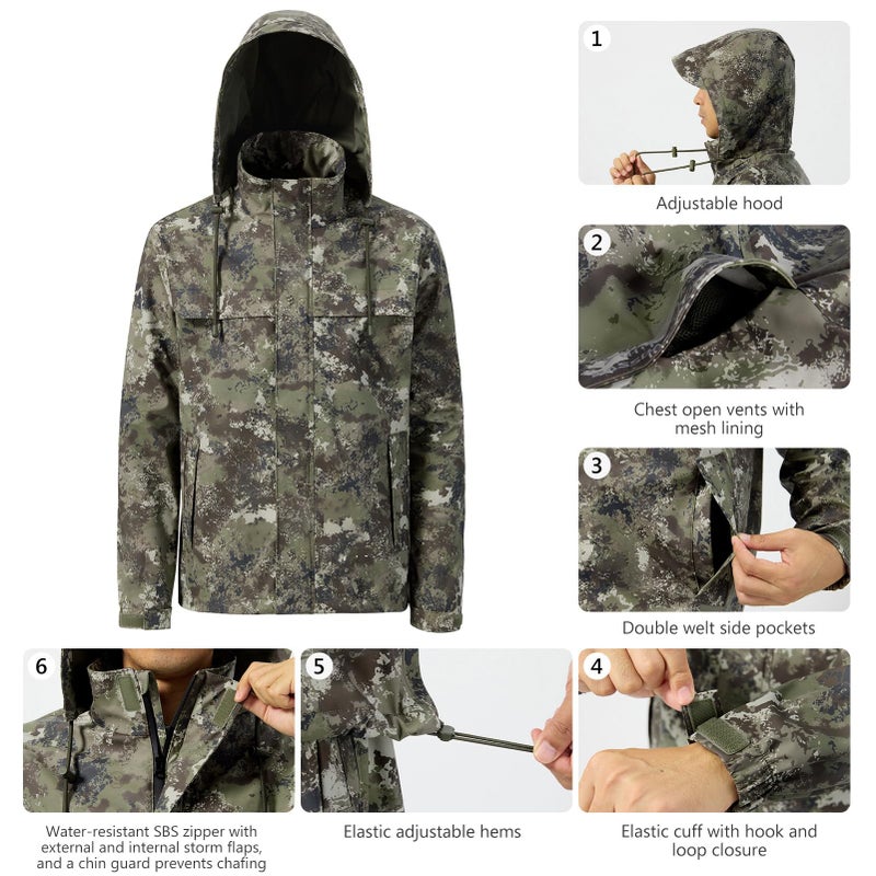 BASSDASH Menâ€™s Rain Suit Waterproof Breathable Durable Fishing Rain Gear Packable for Hunting, Hiking, Running, Cycling FW12 - Image 5
