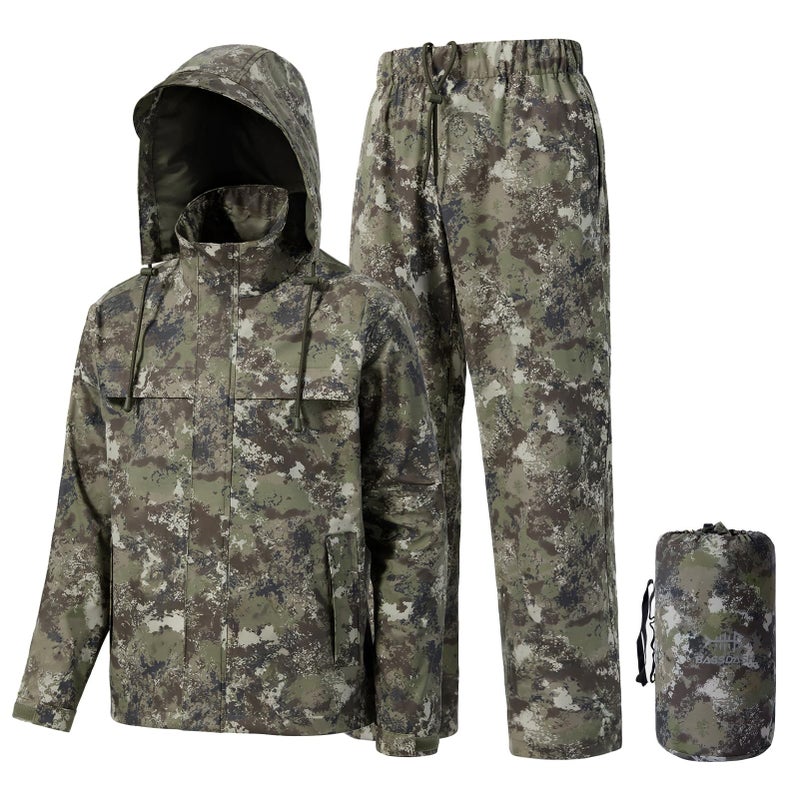 BASSDASH Menâ€™s Rain Suit Waterproof Breathable Durable Fishing Rain Gear Packable for Hunting, Hiking, Running, Cycling FW12 - Image 1