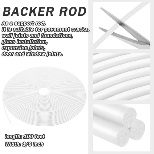 Frienda Backer Rod Foam Rubber Caulk Saver Concrete Expansion Joint Filler Weather Strip Seal for Gaps and Joints White18 Inch X 100 ft - Image 3