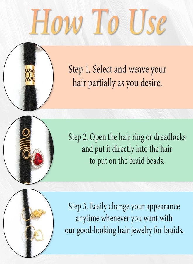 VENOFEN 24PCS Hair Jewelry for Braids Red Heart Butterfly Hair Charms Valentine's Day Loc Jewelry Flower Braids Accessories Gold Hair Cuffs Decoration for Women and Girls - Image 5