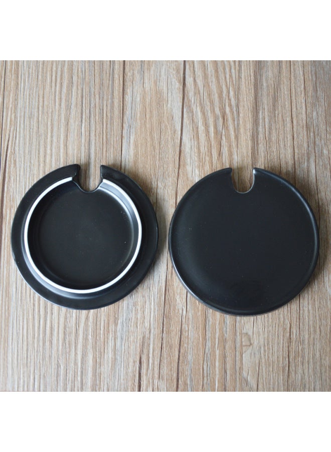 Ceramic Lid With Spoon Mouth Porcelain Lid Cup Cover Yomei-Color:Wide Mouth 16 Oz Black Matte Mark Porcelain Cap-Capacity:Porcelain Cover - Image 4