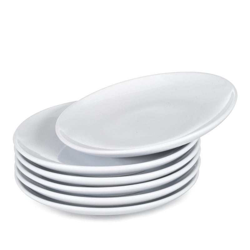 iboodi Cream White Porcelain Dessert Plates for Restaurant and Kitchen Set of 6 65 Inches