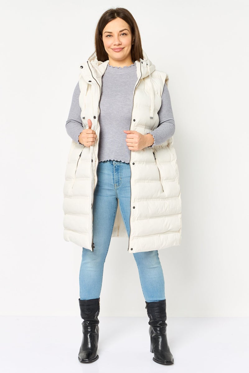 BCBGeneration Women Plain Vest Jacket, Ivory - Image 1