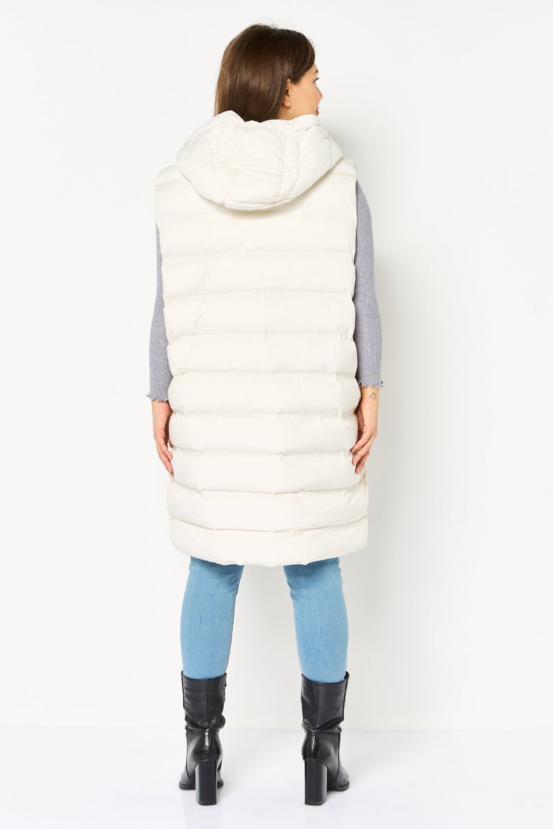 BCBGeneration Women Plain Vest Jacket, Ivory - Image 3