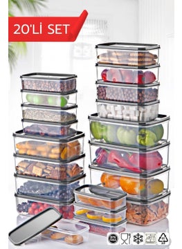 Nandy Home طقم 20 قطعة علب تخزين طعام مستطيلة من إمبوكس  - Image 1