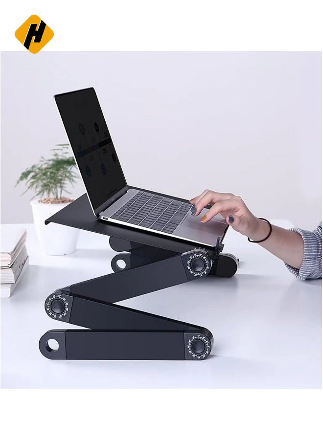 HuHa Laptop Desk, Laptop Stand for Bed and Sofa, Portable Adjustable Laptop Table Desk Stand with Mouse Pad, Ergonomic Design Lap TV Bed Tray Aluminum Cozy Desk Suitable for Reading Studying - Image 2