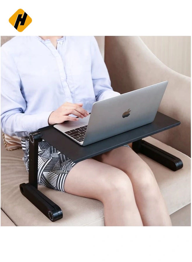 HuHa Laptop Desk, Laptop Stand for Bed and Sofa, Portable Adjustable Laptop Table Desk Stand with Mouse Pad, Ergonomic Design Lap TV Bed Tray Aluminum Cozy Desk Suitable for Reading Studying - Image 3