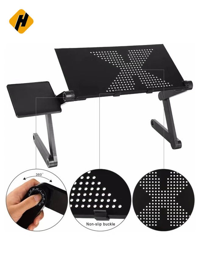 HuHa Laptop Desk, Laptop Stand for Bed and Sofa, Portable Adjustable Laptop Table Desk Stand with Mouse Pad, Ergonomic Design Lap TV Bed Tray Aluminum Cozy Desk Suitable for Reading Studying - Image 4